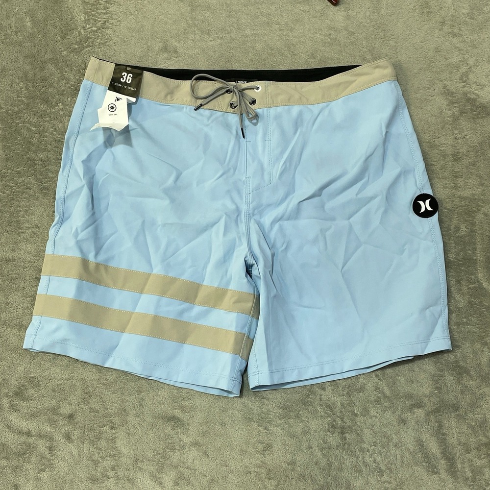 NWT Hurley 4-Way Stretch Board Shorts Men's 36 Blue Polyester Spandex